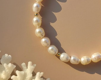 Freshwater, Natural Pearl Bracelet For Women | Gold-Filled Pearl Bracelet | Handmade Beaded Bracelet | Bridal Jewelry | Bridesmaid Bracelet