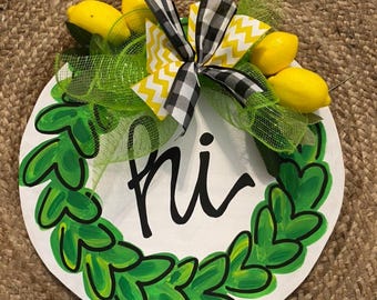 lemon hi door hanger, lemon decor , door hanger