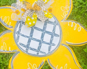 sunflower door hanger, summer door hanger , flower door hanger , fall , gift , handmade