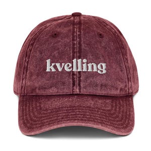Kvelling ヴィンテージ ダッドハット、ユニセックス 刺繍入りハット、イディッシュ語のダッドハット