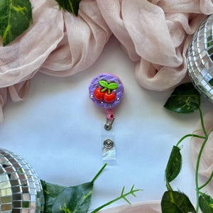 cute cherry badge reels, fruit themed badge reels for work and school