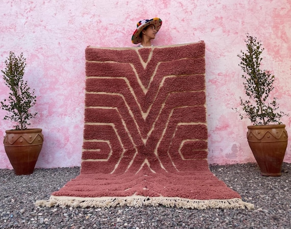 Geometric Moroccan Berber Rugs - Beni Ourain Rugs -Berber Colorful Wool Rugs -Hand woven Rug- Abstract Boujaad Rug -Cozy Chic Wool Capets