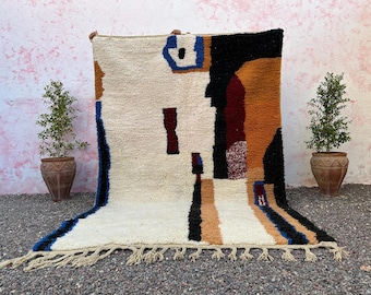 Colorful Moroccan Rug, Pink Colorful Carpet Handmade Wool Area Rug,Pink moroccan rug,Moroccan Boujaad Rug,Handmade Rug,Artistic Moroccan Rug