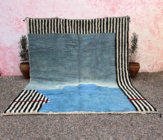 AMAZING MOROCCAN BLUE Rug , Morrocan chekerboard Rug, Authentic Berber Rug, Bohemian Style Rug For Living Room,Moroccan Rug