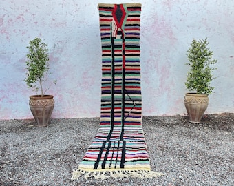 Berber runner Black - Moroccan runner rug - Custom Beni Ourain Runner rug - Striped runner rug - Hallway runner Morrocan - Soft Wool runner
