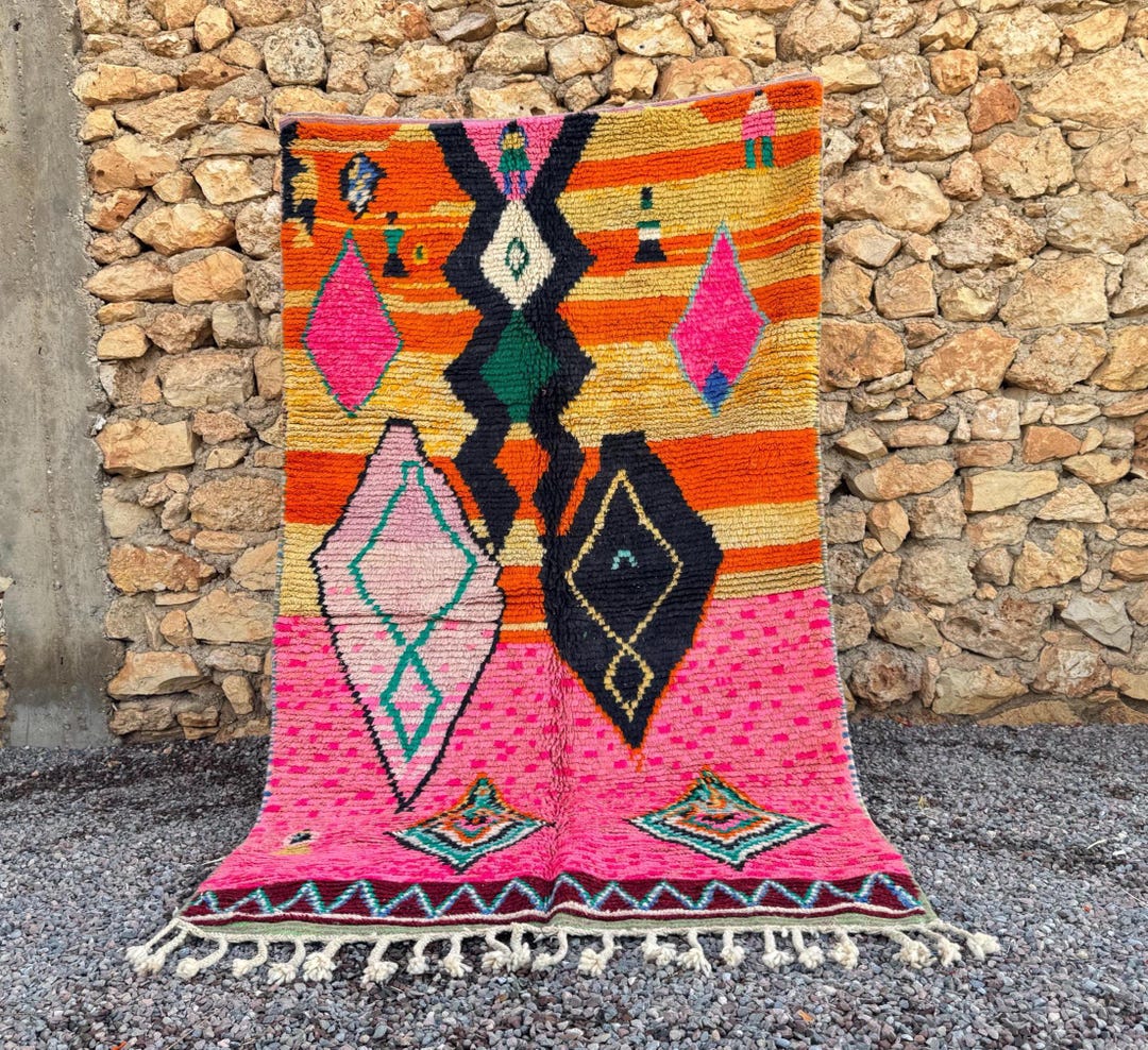 Pink Arabic Rug Pink Moroccan Rug-moroccan Boujaad Rug - Handmade Rug - Custom Moroccan ...