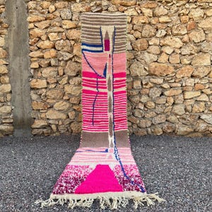 Pink Beni Ourain Rug- Geometric Carpet - Traditional Moroccan Rug - Amizing Wool rug - Berer Rug- Handmade Rug - Unique Moroccan Carpet