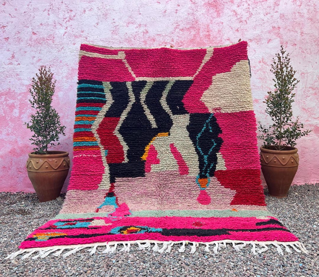 Pink Arabic Rug Moroccan Pink Area Rug - Mid Century Modern Berber Style-pink Moroccan ...