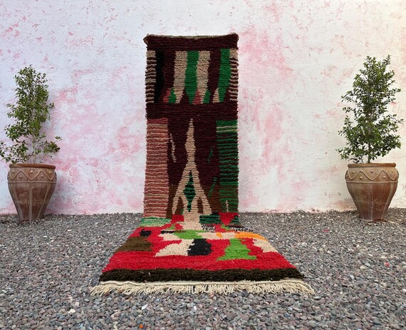 モロッコストライプピンクラグ エクスクルーシブ Geebungalow モロッコラグ ストライプ 幾何学