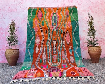 UNIQUE BENIOURAIN RUGS living room -Amazing Pink Moroccan rugRug- Handmade Rug- Berber orange Wool Carpet- Genuine Wool Rug 5x8 ft