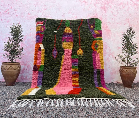 Custom Moroccan Green Rugs ,Green Rugs,Handmade berber Wool Rug ,Olive Green Moroccan Rug ,Moroccan area Rug Moroccan Rug , Green  Rug