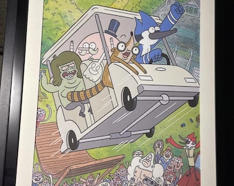 Póster impreso de REGULAR SHOW, animación, arte, publicidad, promoción, Cartoon Network, arte de pared de 13 x 19