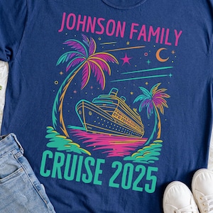Cruise Group Neon Graphics 2025 Customizable Unisex Garment-Dyed T-shirt Group Cruise Shirt Custom Colors 1717 Gift for Travelers