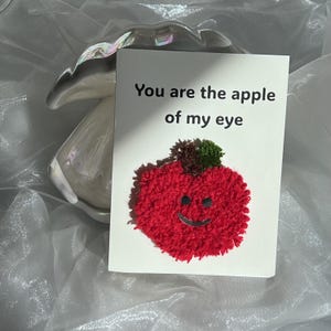 Punch Needle Apple Greeting Card, ręcznie robiona teksturowana karta, kreatywny prezent dla bliskich, urodziny, dzieci, rodziców