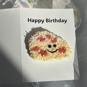 Handgefertigte Punch Needle 3D Käsekuchen Geburtstagskarte, Grußkarte mit Textur, Für Kinder, Eltern, Freunde, Dessert-Liebhaber und besondere Anlässe