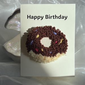 Cartão de aniversário feito à mão com agulha de perfuração 3D Donut, cartão de felicitações texturizado, para crianças, pais, amigos, amantes de sobremesas e ocasiões doces