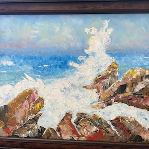 Crashing Waves. This impressionist painting was created with a palette knife designed for any space (shipping costs vary)