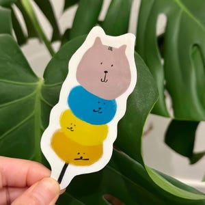 cute cat Dango skewer-waterproof vinyl sticker