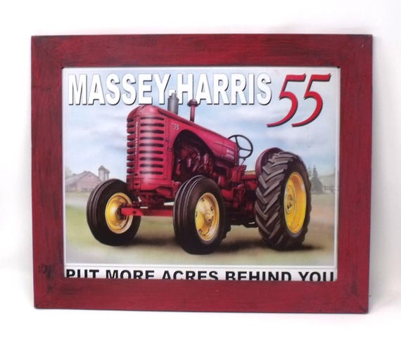 Nostalgic Massey - Harris Tractor Framed Tin Advertising Sign