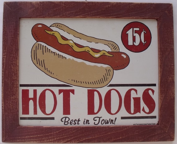 Nostalgic Schonberg Hot Dog Framed Tin Sign