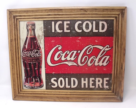 Nostalgic Coca Cola  Oak Framed Tin Sign