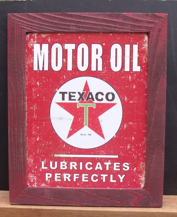 Nostalgic Texaco motor oil Framed Tin Advertising Sign