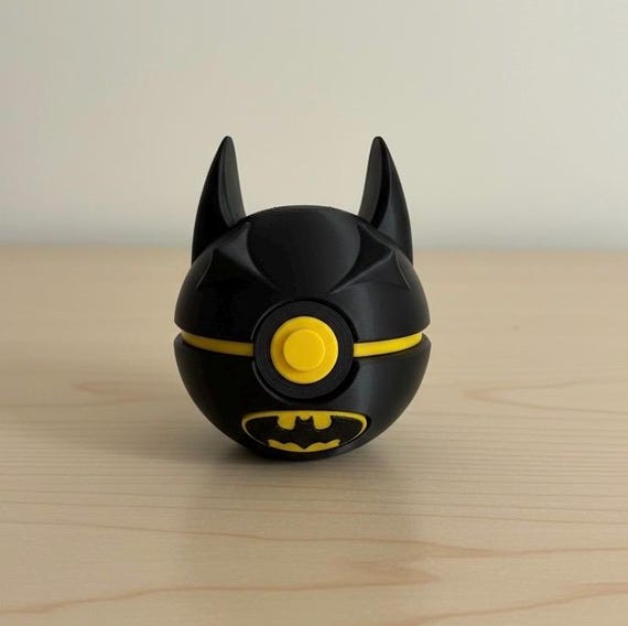 Batman Pokeball | Batman Pokemon Ball | DC Inspired Gamer Collectible | Geek Gift | 3D Printed Pokeball