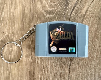 Llavero de cartucho de Zelda Ocarina of Time para N64 / Accesorio retro para gamers