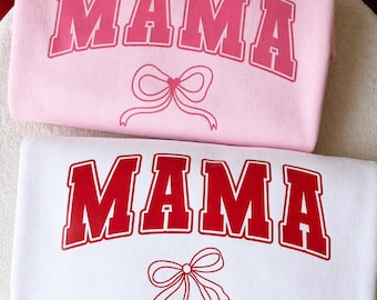 Sudadera para mamá, sudadera con cuello redondo y lazo de cereza para mamá, regalo para el Día de la Madre.