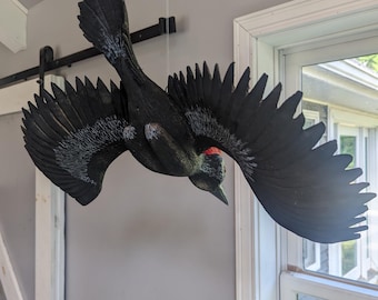 エボシクマゲラ - 高さ13インチ - 手彫りの木製鳥 - Etsy 日本