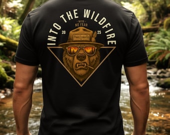 Feuerwehrmann Shirt für Männer Wildland Tee mit robusten Bären Grafik Geburtstagsgeschenk für Ihn Wildfire Crew Bekleidung