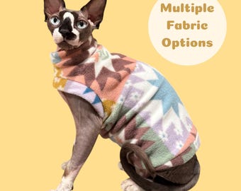 Sphynx Cat Shirt Fleece Sweater - Multiple Fabric Options - One Arm Hole, Hairless Cat Shirt