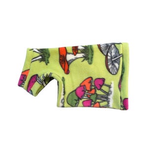 Sphynx Cat Shirt Fleece Sweater - Neon Mushrooms - One Arm Hole Hairless Cat Clothes