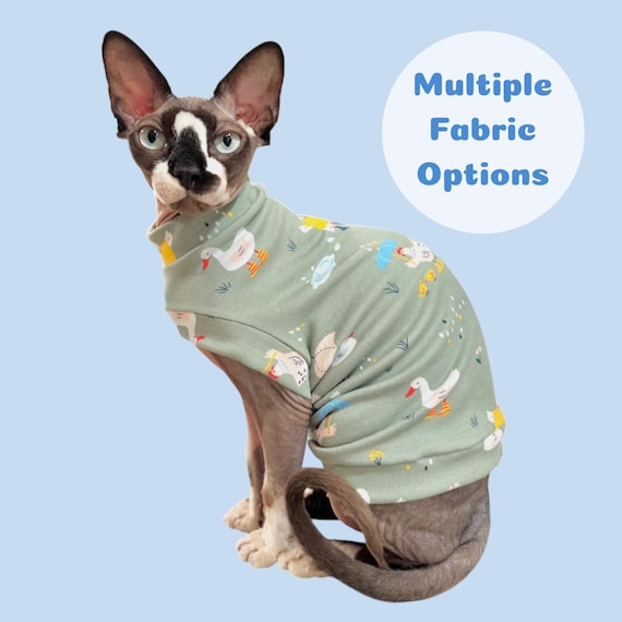 Sphynx Cat Shirt - Multiple Fabric Options  - One Arm Hole | Sphynx Clothes, Cat Clothes, Shirt for Pets, Hairless Cat Shirt