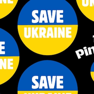 save ukraine pins | 1.25&quot; pinback buttons | pro-ukraine | anti-war | stand with ukraine | solidarity support pin