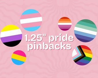Pride Flag Pinback Button: LGBTQ+ Pins (1.25")