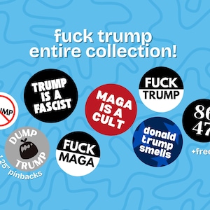 Conjunto de botones anti-Trump: pines de protesta política, insignia MAGA es una secta