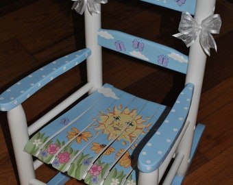 Handpainted Rocking Chair,Kids Rocking Chairs,Childs Rocking Chair,Nursery Furniture,Baby Shower,Toddler Gift,You Are My Sunshin,Personalize