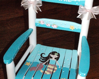 Spring Flowers Rocking Chair, Toddler Rocker, Hand Painted Rocking