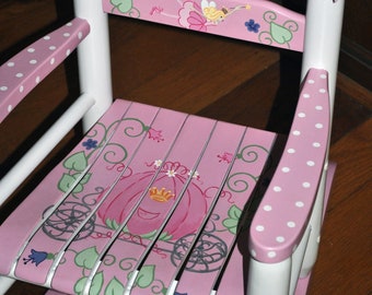 Handpainted Rocking Chair,Kids Rocking Chairs,Childs Rocking Chair,Nursery Furniture,Baby Shower,Toddler Gift,Princess Coach,Personalize