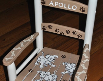 Handpainted Rocking Chair,Kids Rocking Chair,Childs Rocking Chair,Rocker,Nursery Furniture,Baby Shower,Toddler Gift-Puppys,Dogs,Personalized