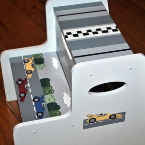 Kids 2 Step Stool,childrens Step Stool,race Cars,hand Painted,boy,girl