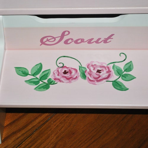 Kids 2 Step shops Stool,Childrens Step Stool,Roses,Hand Painted,Girl,Toddler,Step Stool,Baby Shower,Kids' Furniture,Chair,Baby Gift,Nursery