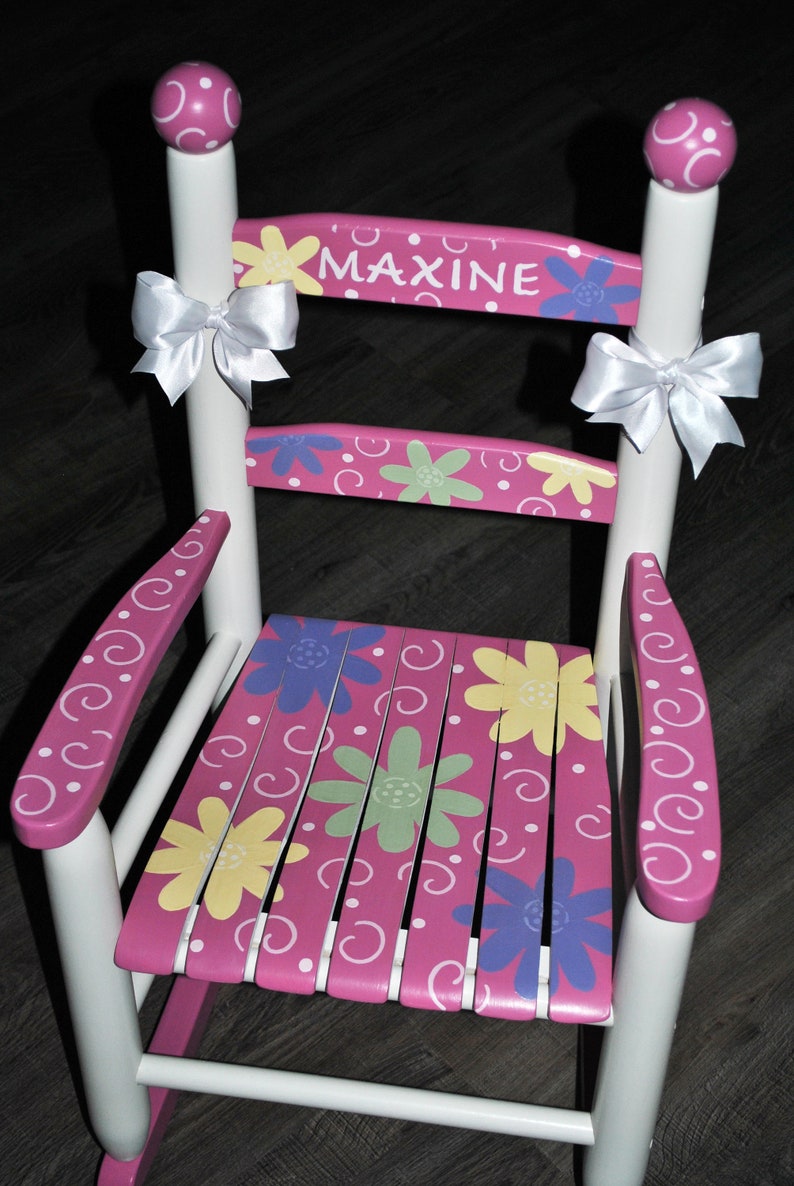 Swirl,handpainted Rocking Chair,rocking Chair,floral Dot and Swirl,kids ...