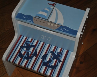 Kids 2 Step Stool - Striped - Out To Sea