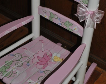 Kids Rocking Chair,Childs Rocking,Handpainted Rocking Chair, Chair,Rocker,Nursery Furniture,Baby Shower,Toddler Gift,Fairy Princess,Fairy