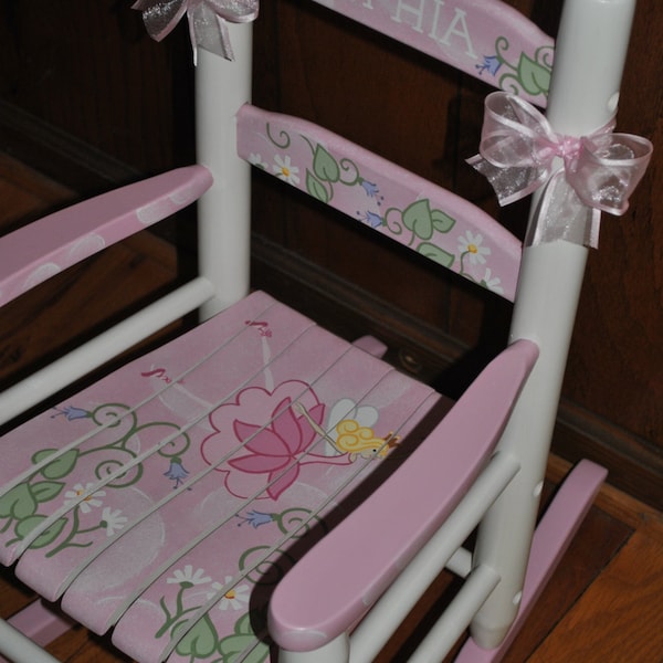 Kids Rocking Chair,Childs Rocking,Handpainted Rocking Chair, Chair,Rocker,Nursery Furniture,Baby Shower,Toddler Gift,Fairy Princess,Fairy