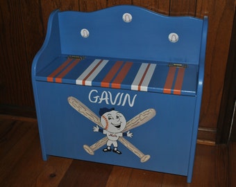 Mets - New York Mets - Toy Chest Bench - Toy Box - Kids Toy Chest - Kids Furniture - Children's Furniture - Toy Box - Storage - Baby Gift