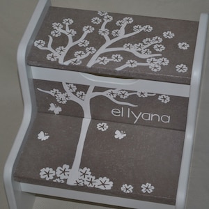 Kids 2 Step Stool - Falling Leaves - Taupe