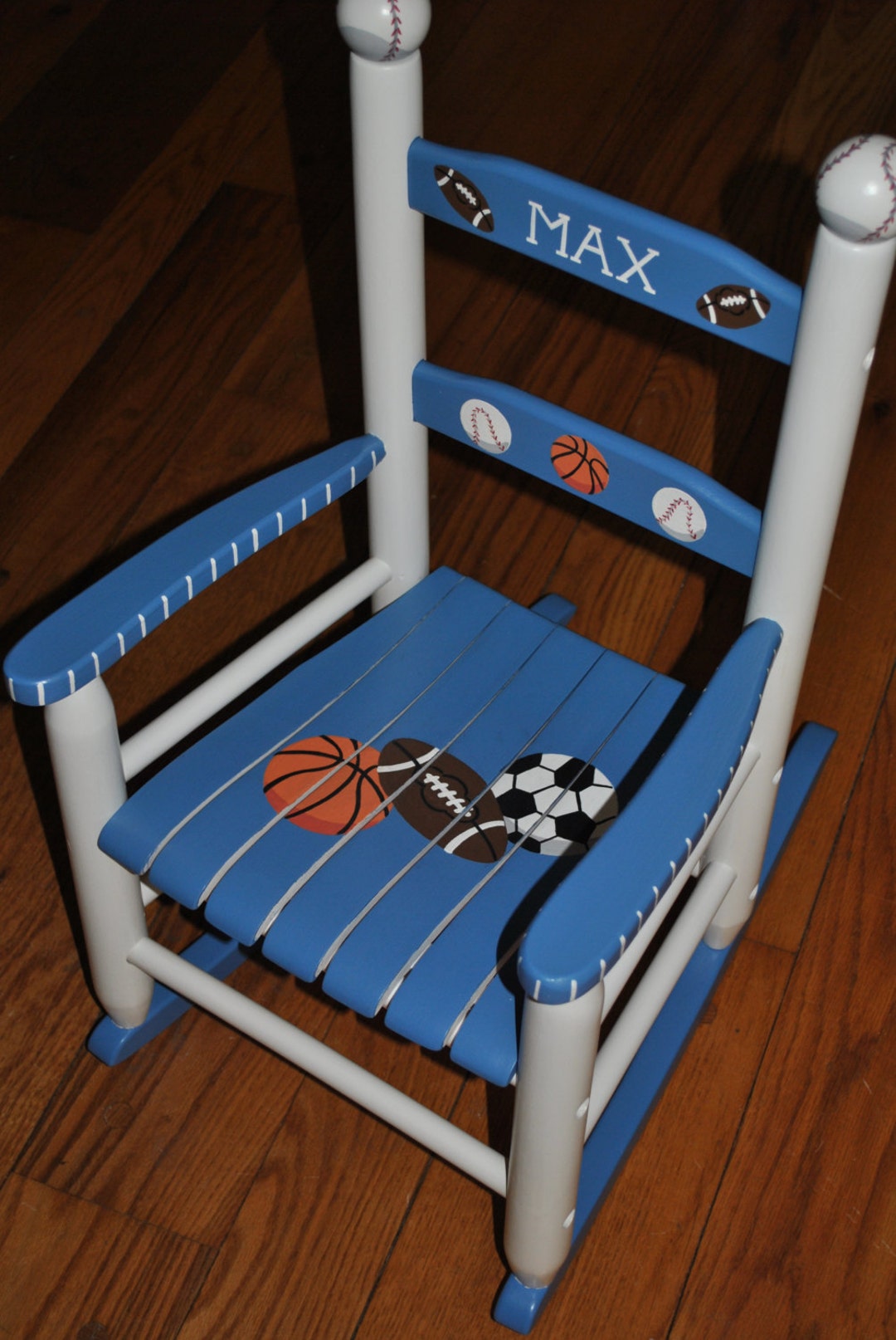 Hand Painted Rocking Chair,sports,baseball,basketball,soccer,boy,step ...